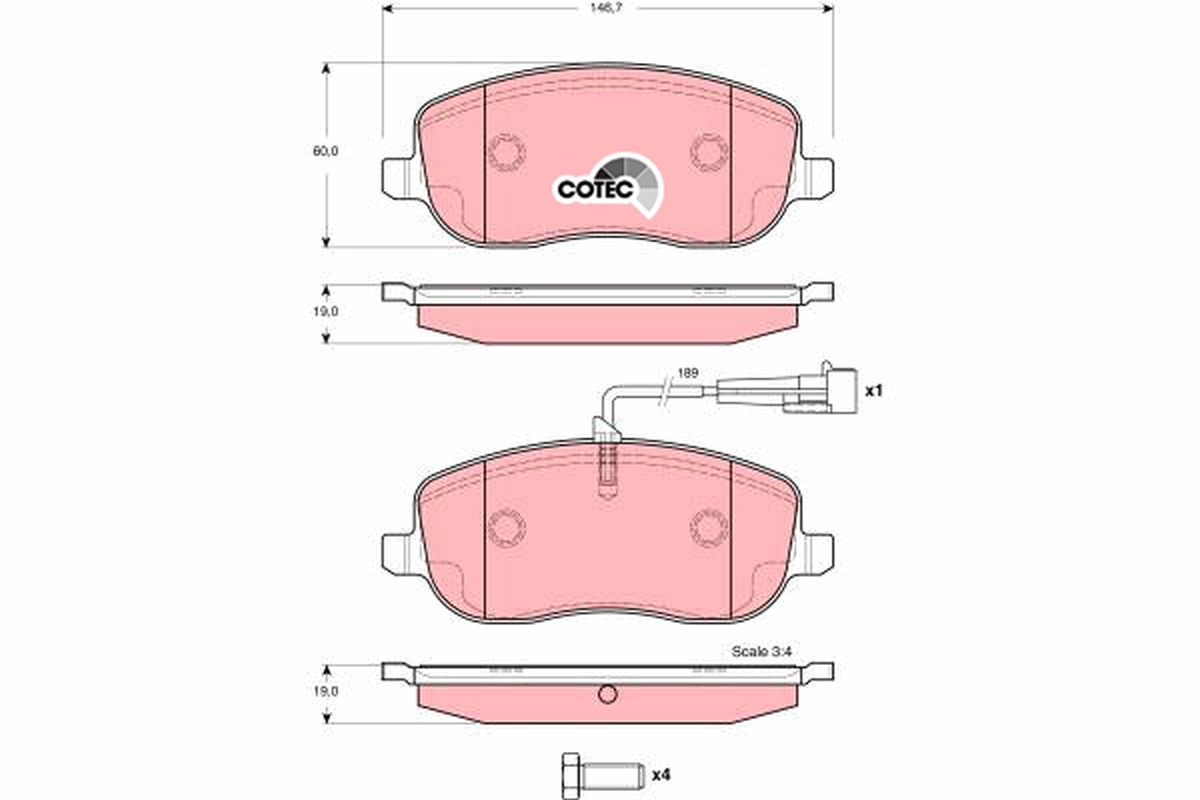 Brake Pad Set, disc brake - GDB1636 TRW