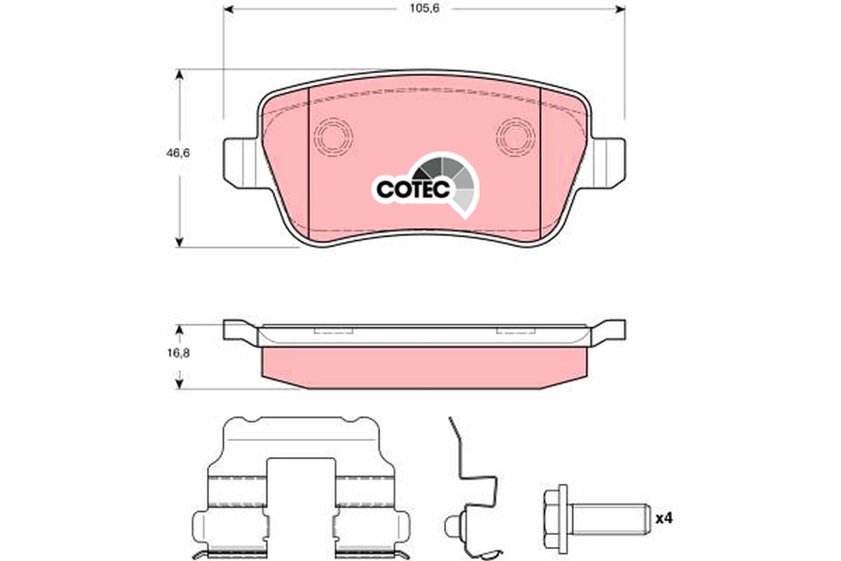 Brake Pad Set, disc brake - GDB1637 TRW