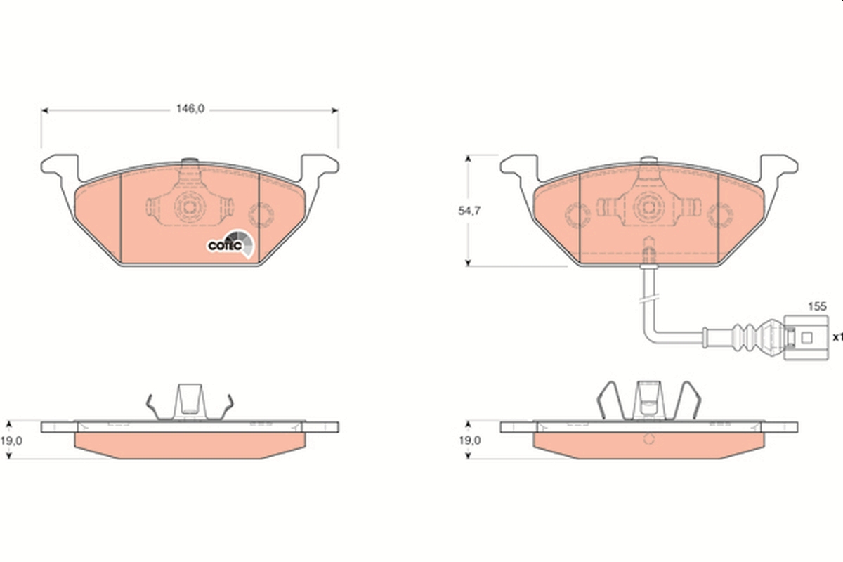 Brake Pad Set, disc brake - GDB1658 TRW