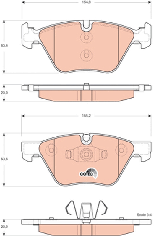 Brake Pad Set, disc brake - GDB1662 TRW