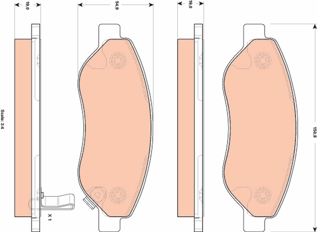 Brake Pad Set, disc brake - GDB1713 TRW