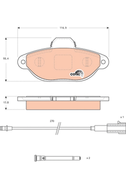 Brake Pad Set, disc brake - GDB1745 TRW