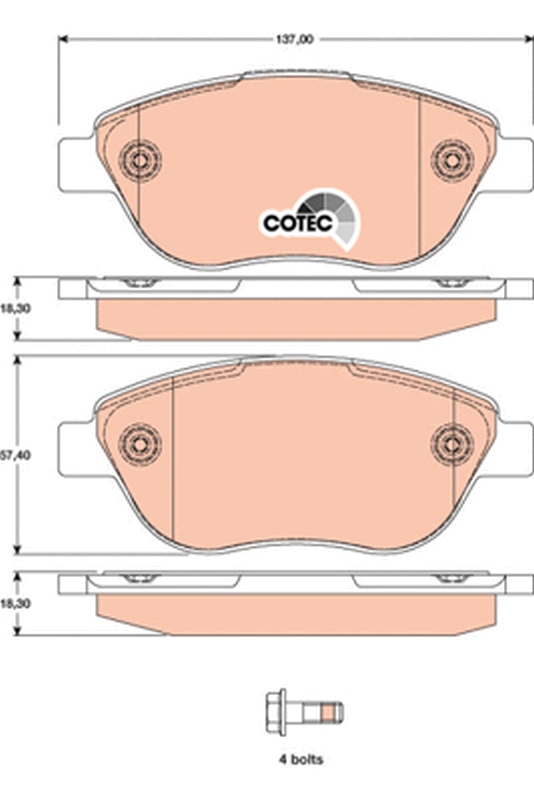Brake Pad Set, disc brake - GDB1750 TRW