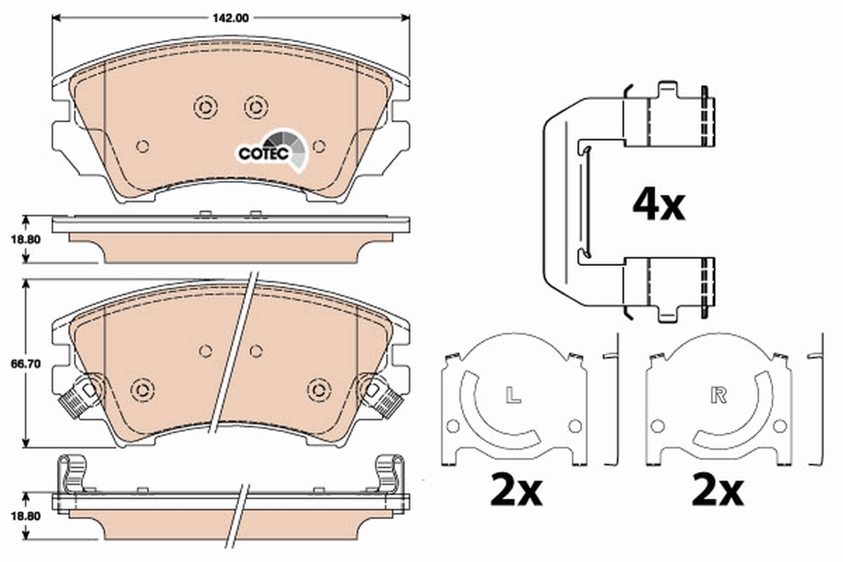Brake Pad Set, disc brake - GDB1783 TRW