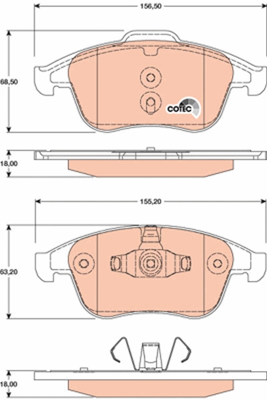 Brake Pad Set, disc brake - GDB1808 TRW