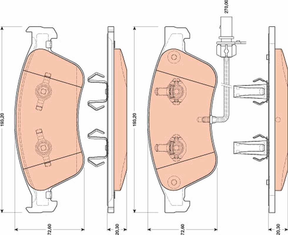 Brake Pad Set, disc brake - GDB1811 TRW