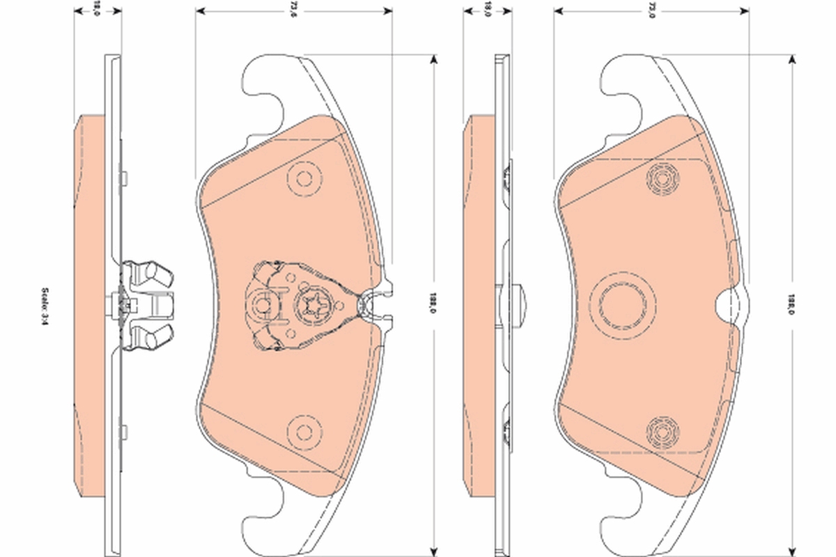 Brake Pad Set, disc brake - GDB1833 TRW
