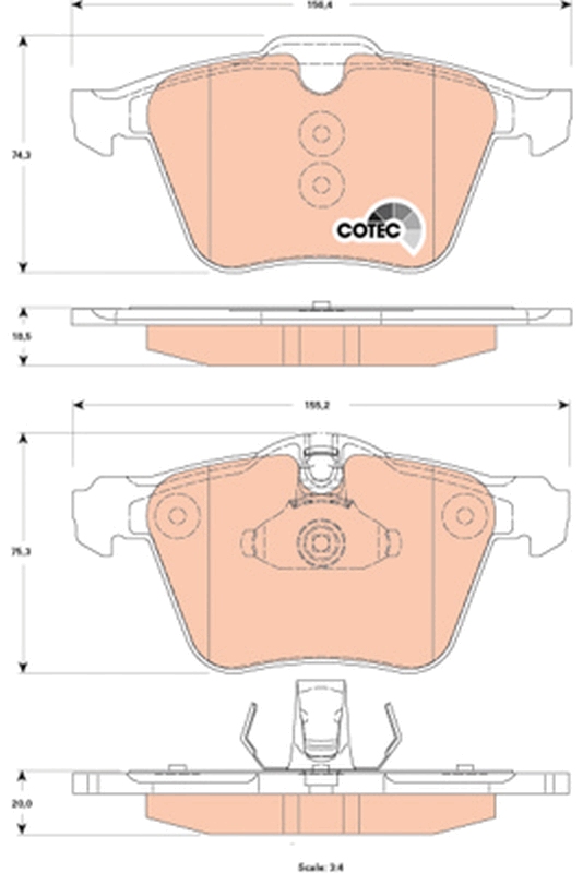 Brake Pad Set, disc brake - GDB1835 TRW
