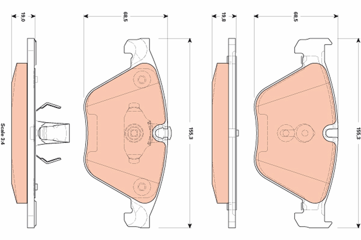 Brake Pad Set, disc brake - GDB1854 TRW