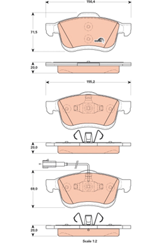 Brake Pad Set, disc brake - GDB1864 TRW