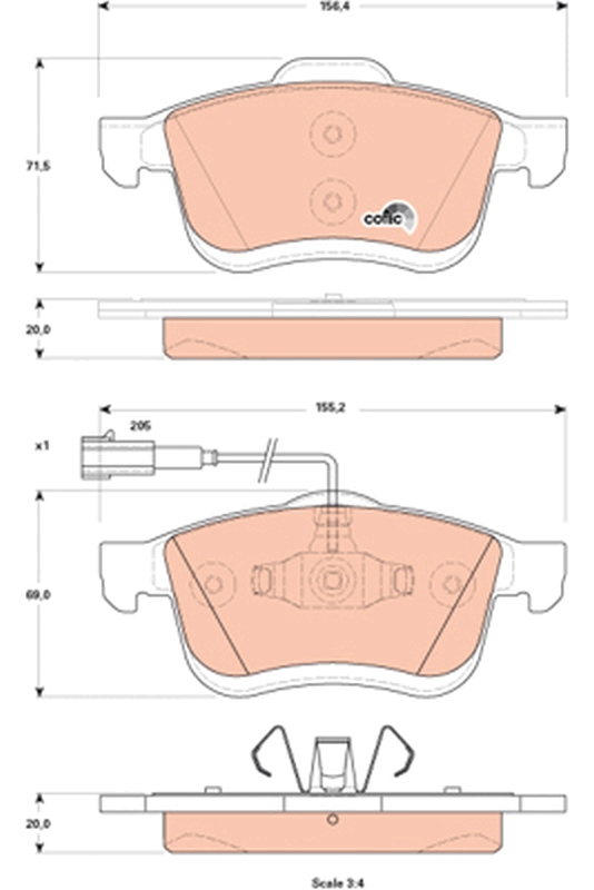 Brake Pad Set, disc brake - GDB1865 TRW