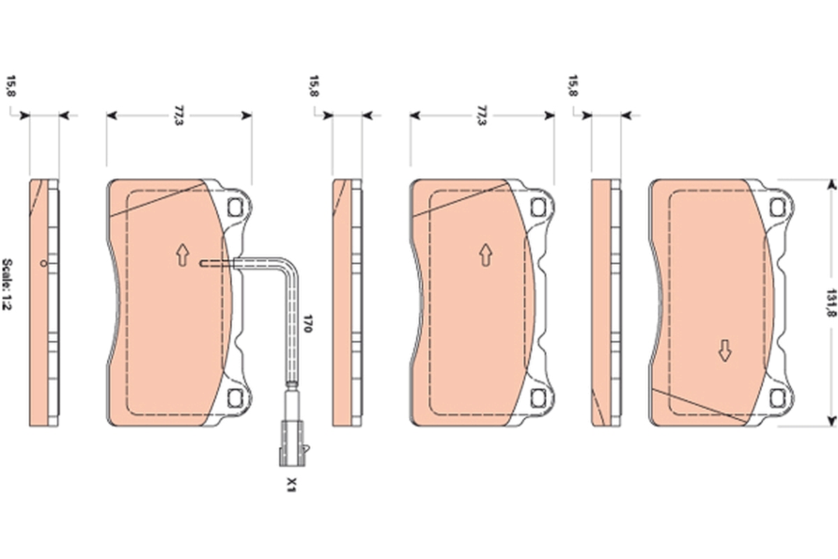 Brake Pad Set, disc brake - GDB1871 TRW