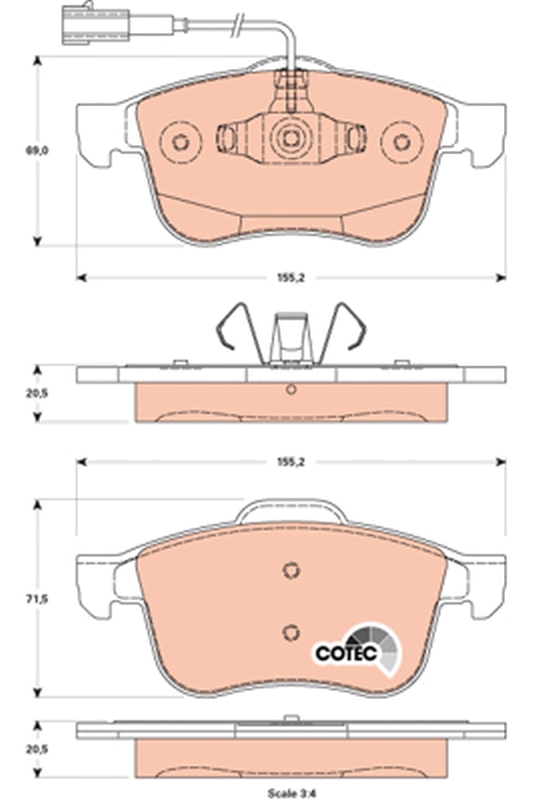 Brake Pad Set, disc brake - GDB1880 TRW