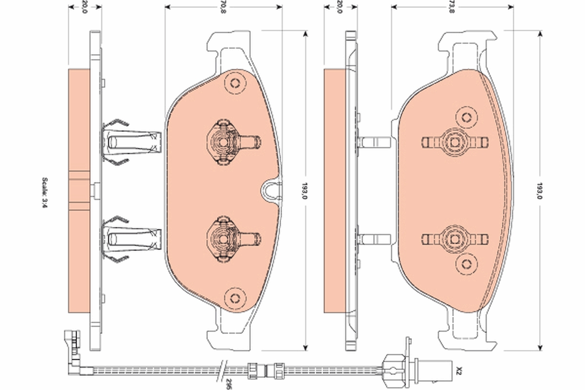 Brake Pad Set, disc brake - GDB1883 TRW