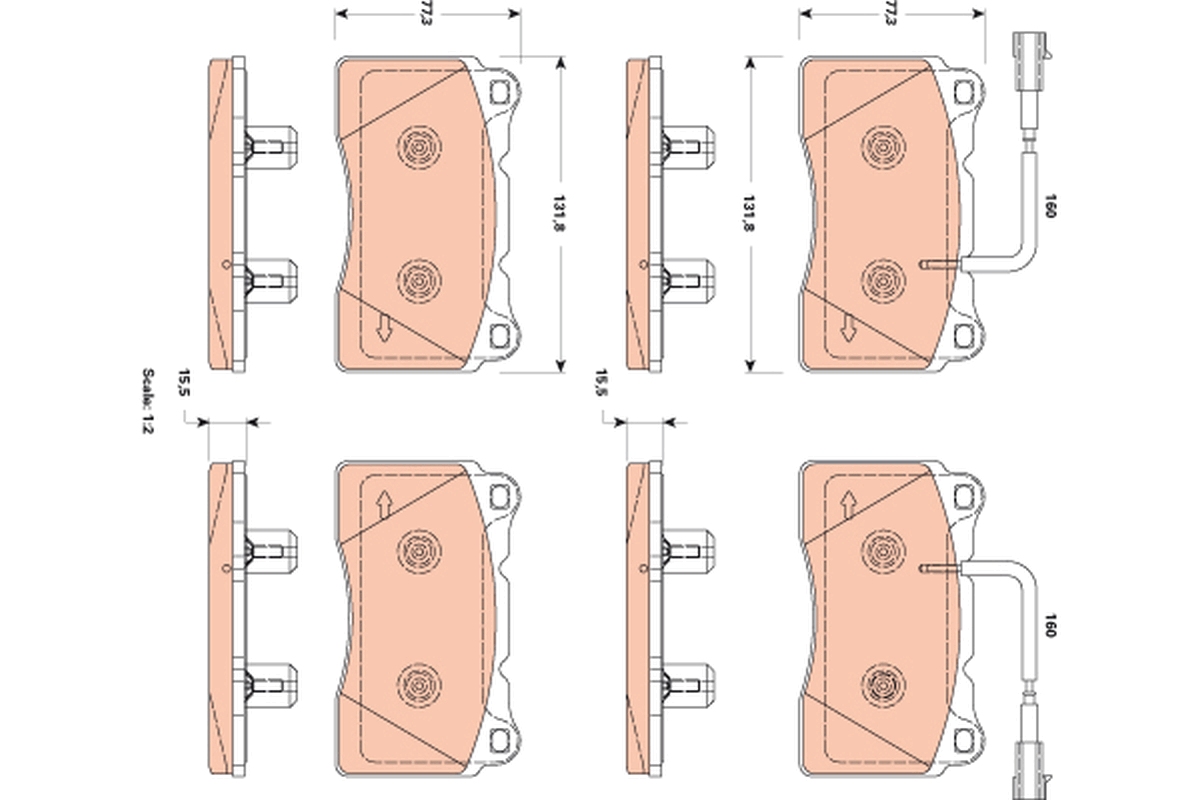 Brake Pad Set, disc brake - GDB1888 TRW
