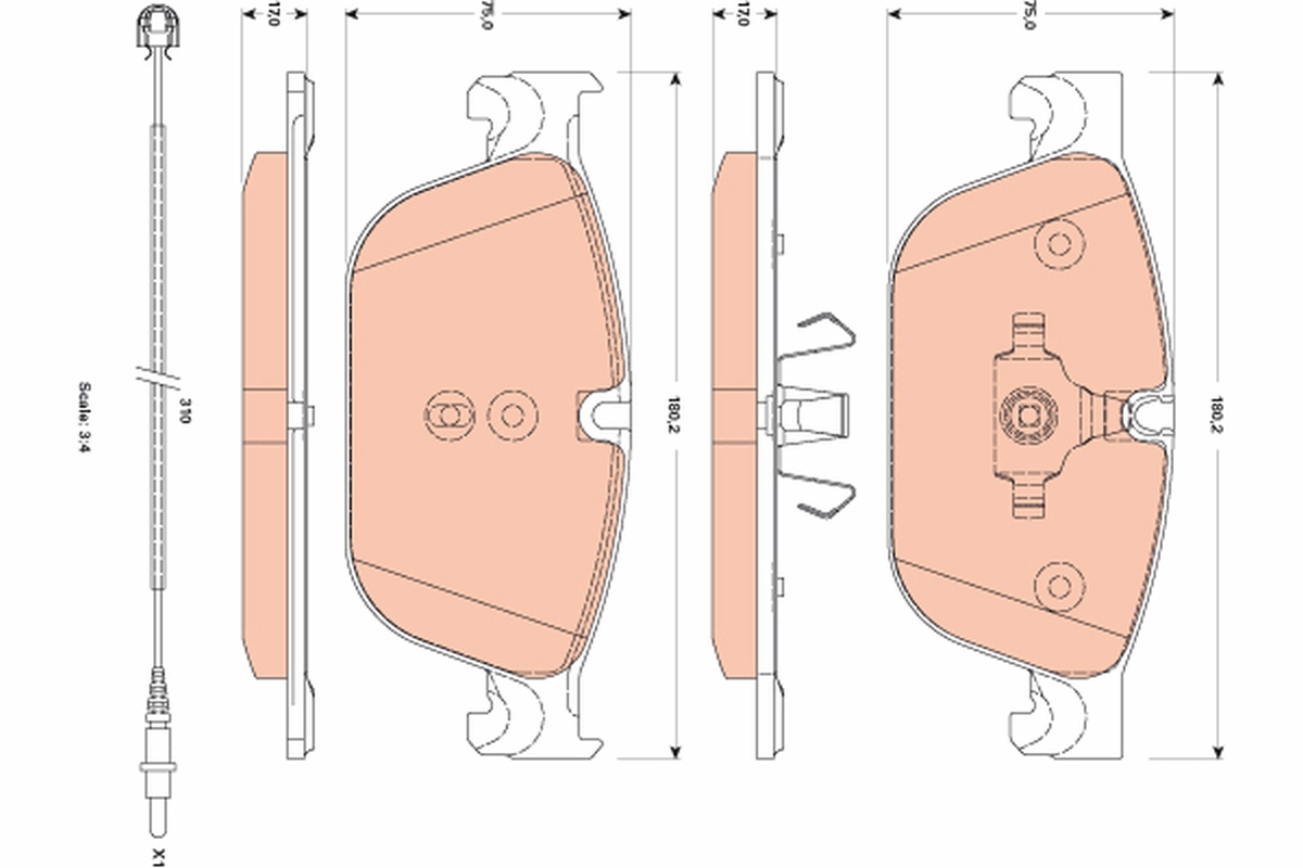 Brake Pad Set, disc brake - GDB1889 TRW