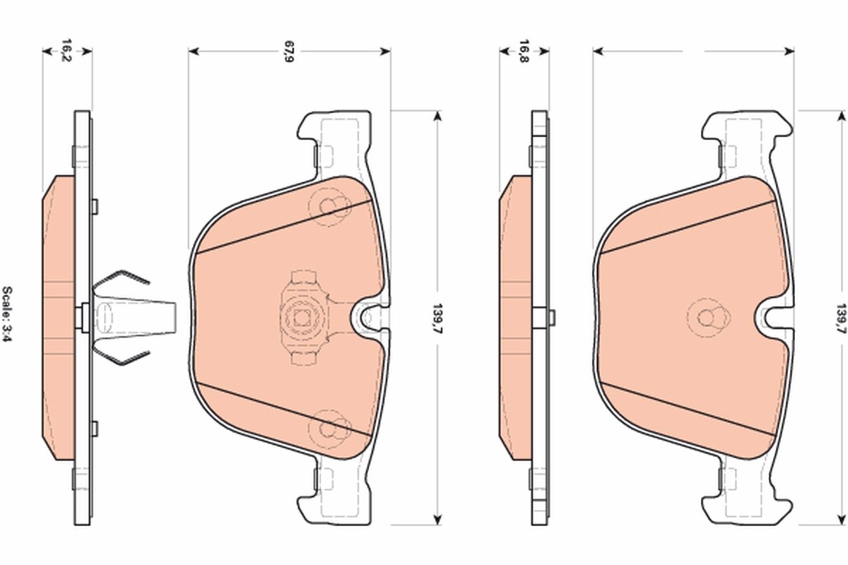 Brake Pad Set, disc brake - GDB1892 TRW