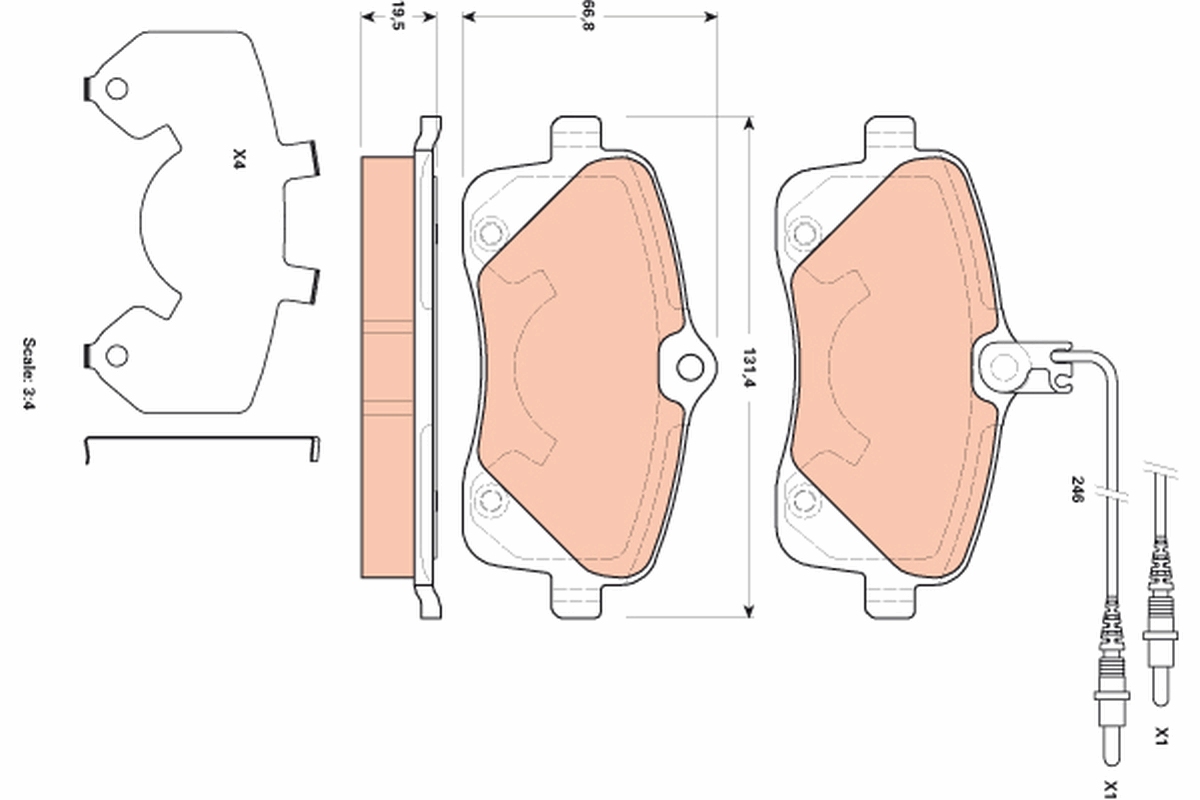 Brake Pad Set, disc brake - GDB1895 TRW