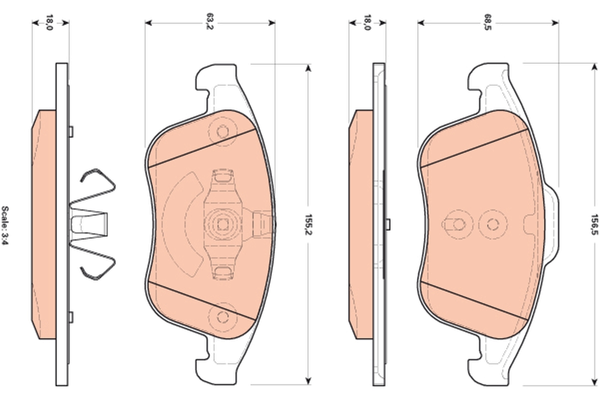 Brake Pad Set, disc brake - GDB1896 TRW