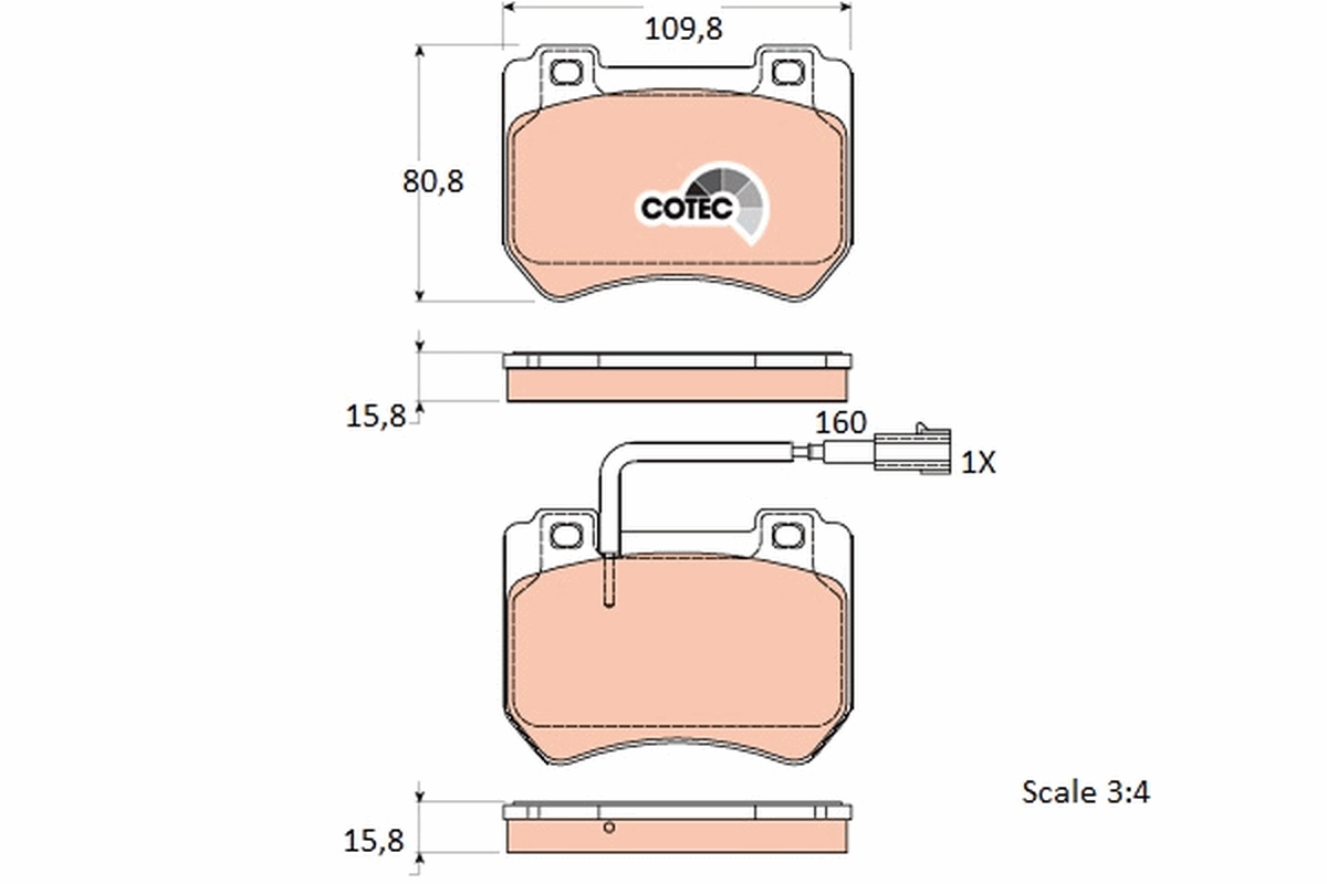 Brake Pad Set, disc brake - GDB1904 TRW