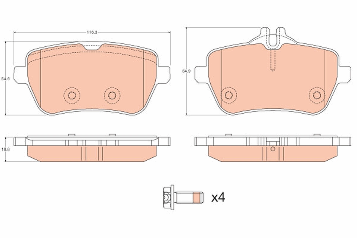Brake Pad Set, disc brake - GDB2014 TRW