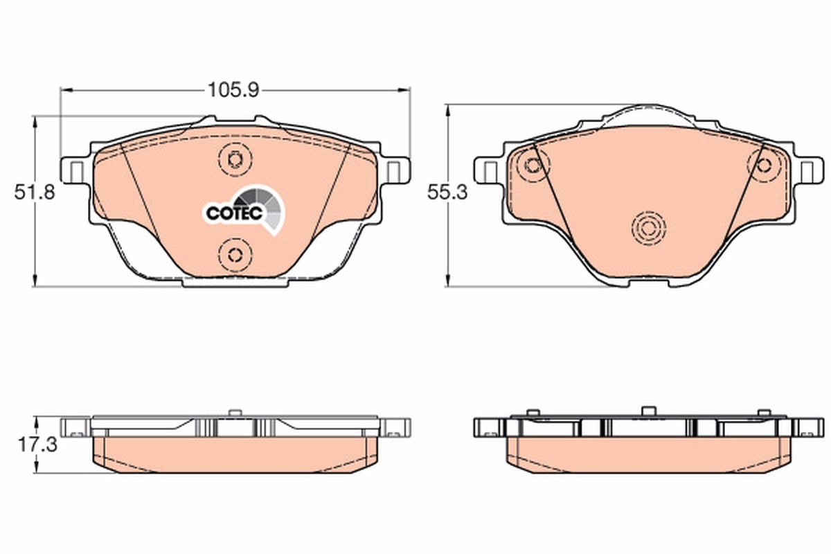 Brake Pad Set, disc brake - GDB2034 TRW
