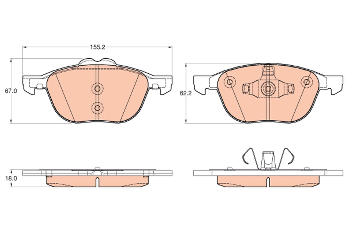 Brake Pad Set, disc brake - GDB2043 TRW