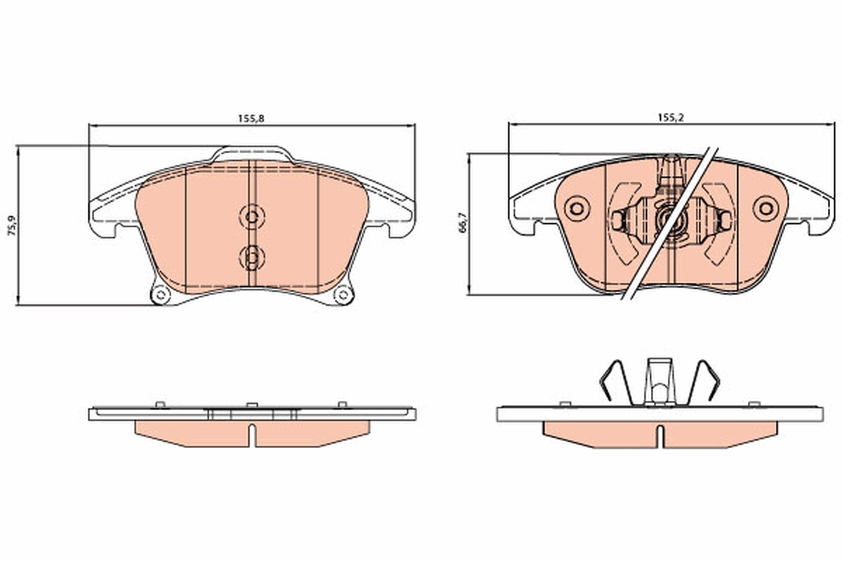 Brake Pad Set, disc brake - GDB2075 TRW