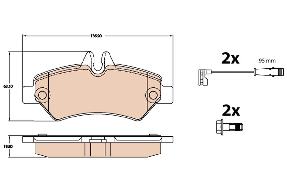 Brake Pad Set, disc brake - GDB2076 TRW