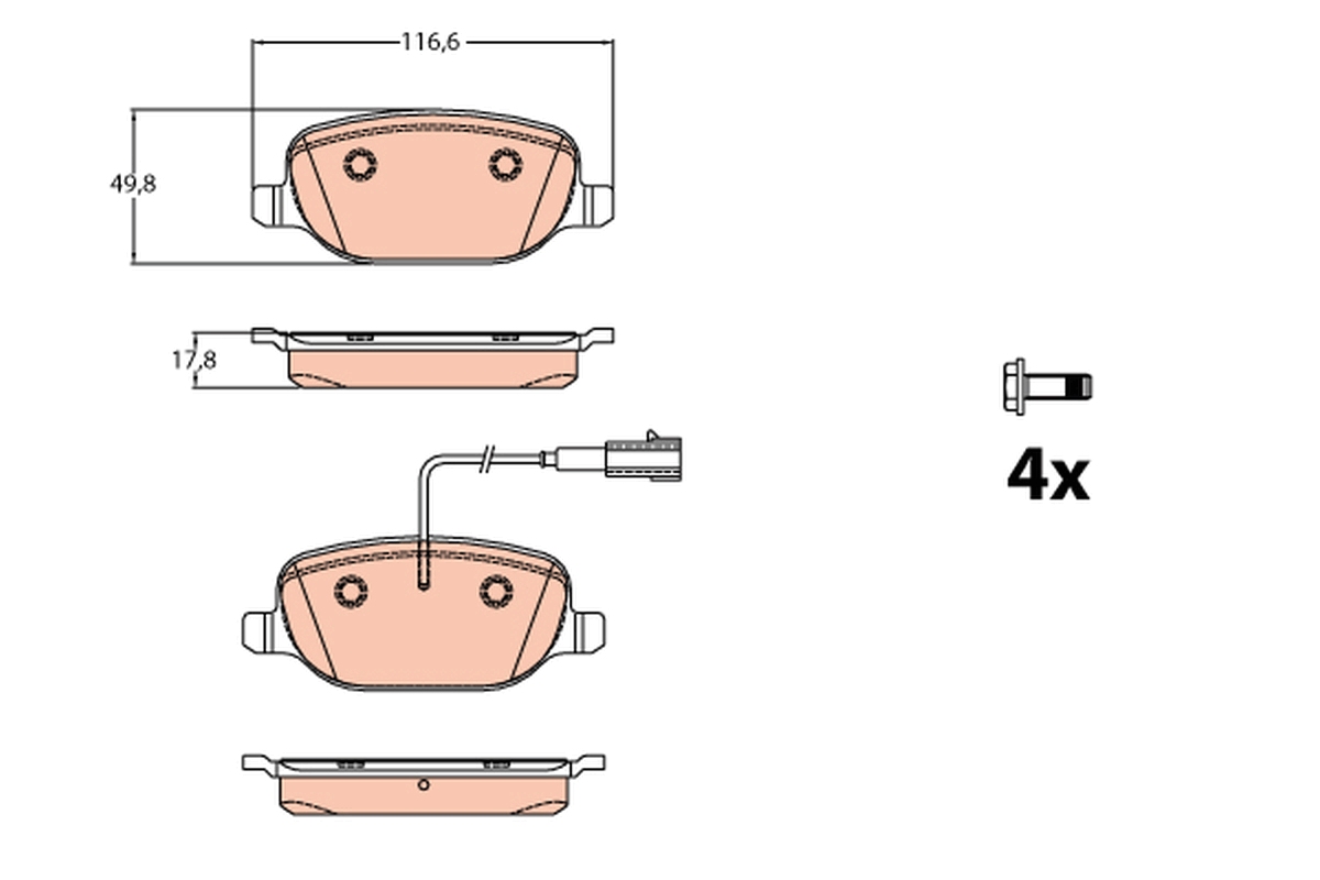Brake Pad Set, disc brake - GDB2077 TRW