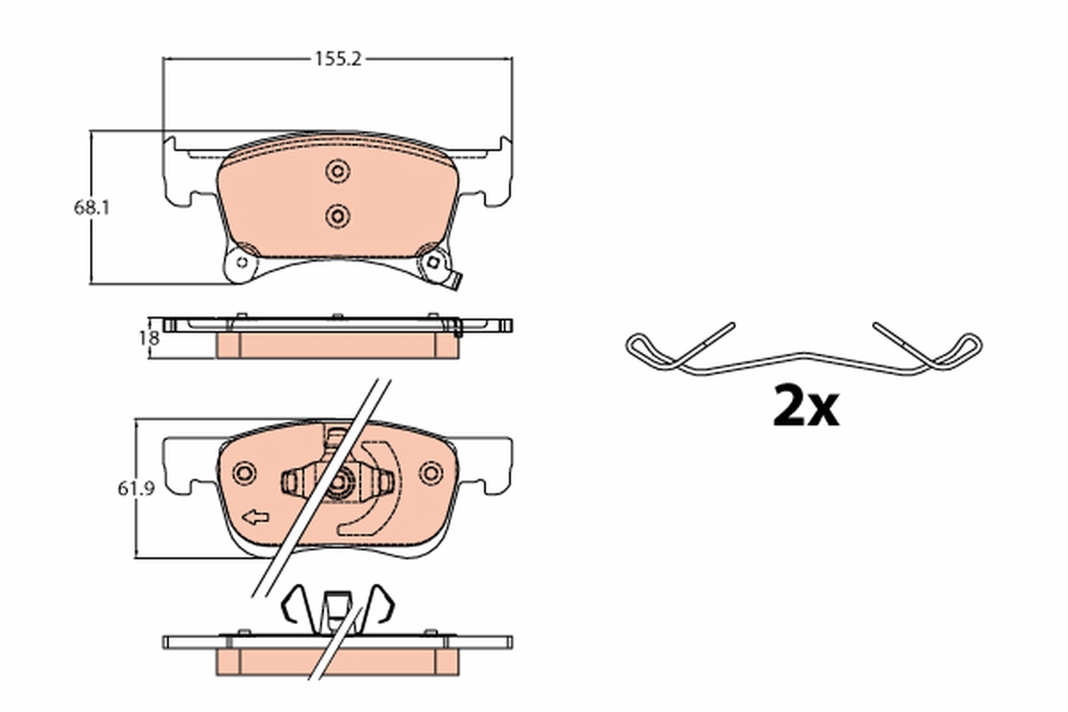 Brake Pad Set, disc brake - GDB2091 TRW