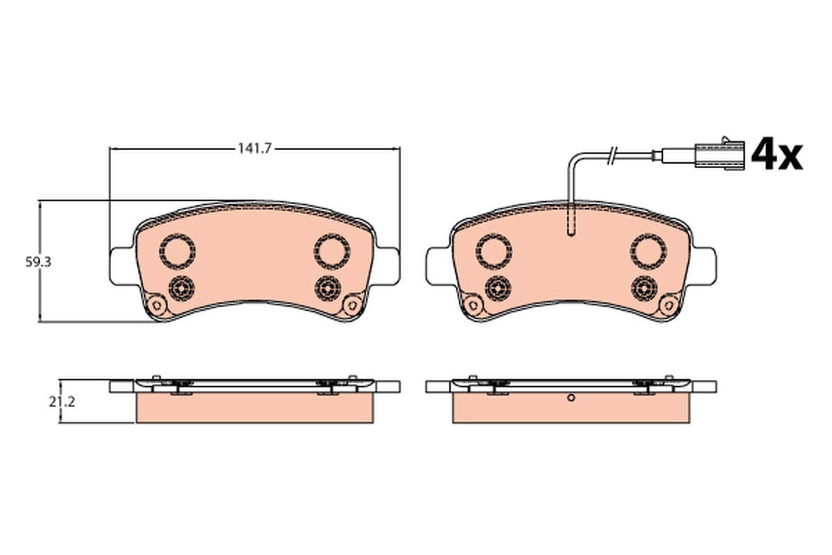 Brake Pad Set, disc brake - GDB2106 TRW