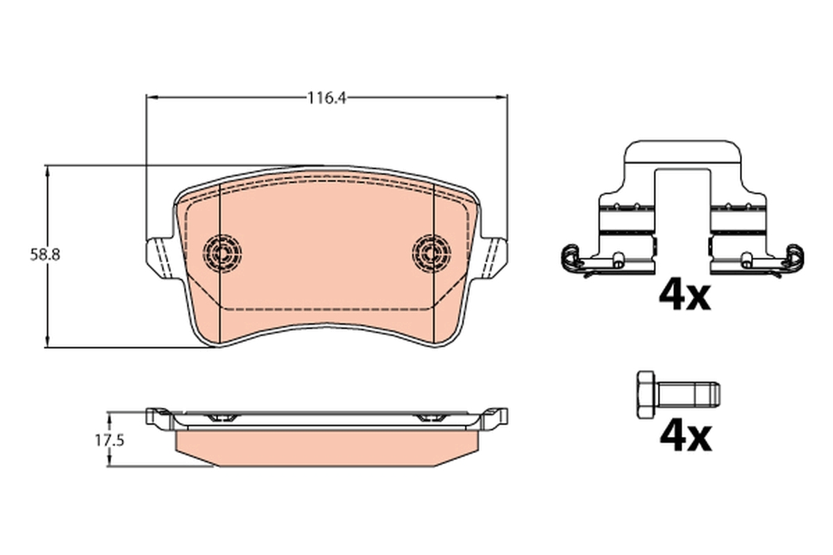 Brake Pad Set, disc brake - GDB2107 TRW