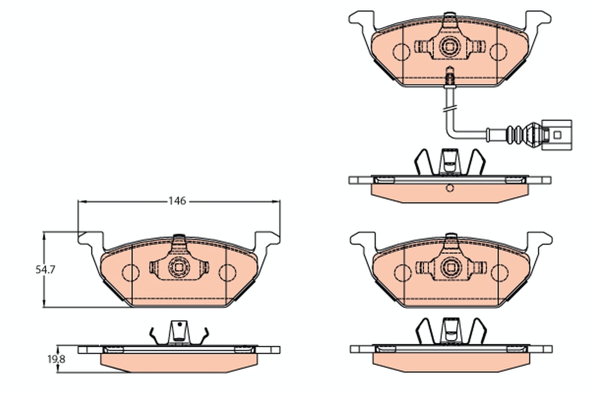 Brake Pad Set, disc brake - GDB2108 TRW