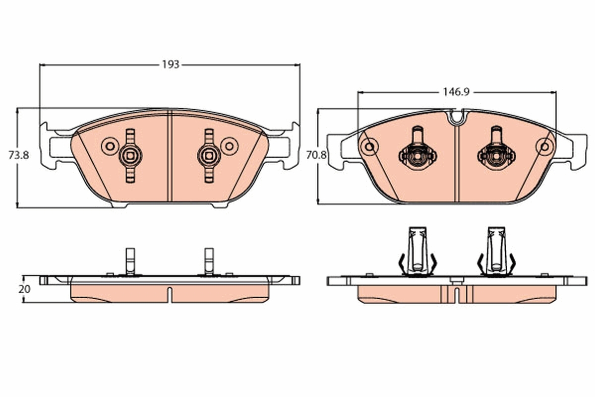 Brake Pad Set, disc brake - GDB2113 TRW
