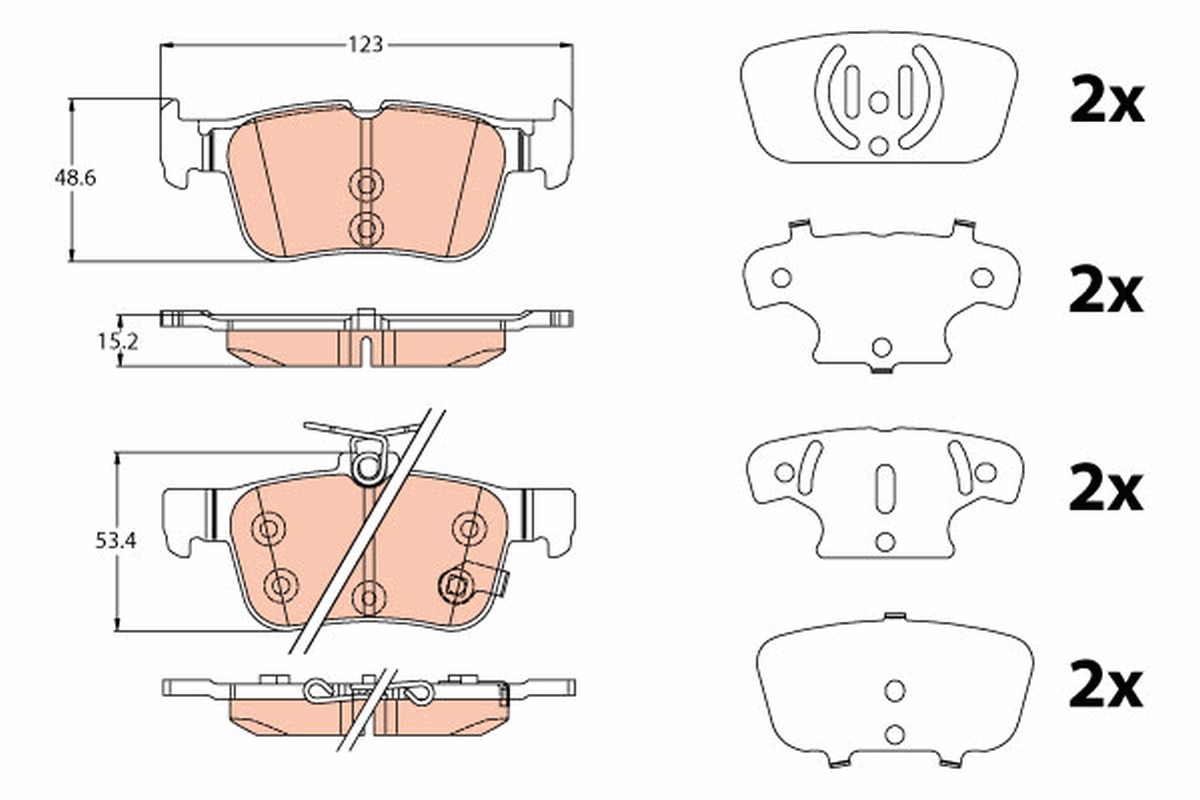 Brake Pad Set, disc brake - GDB2115 TRW