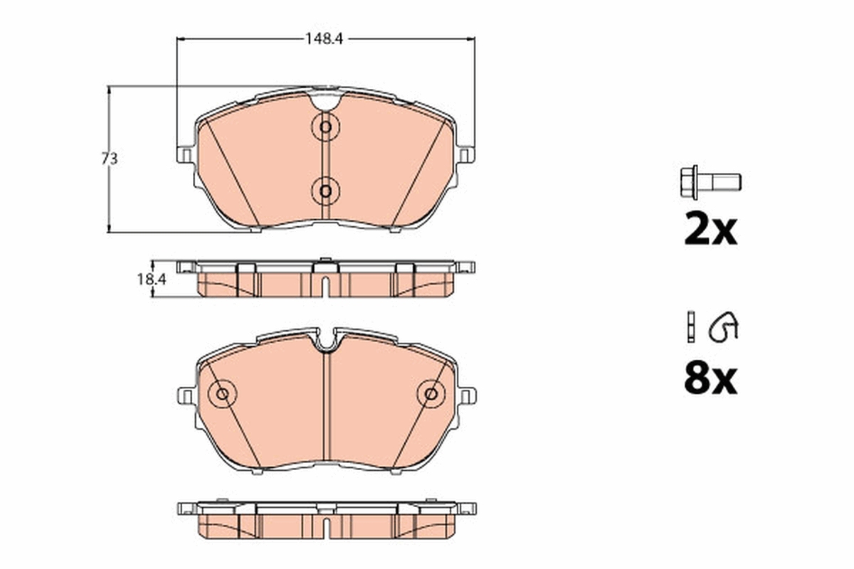 Brake Pad Set, disc brake - GDB2121 TRW