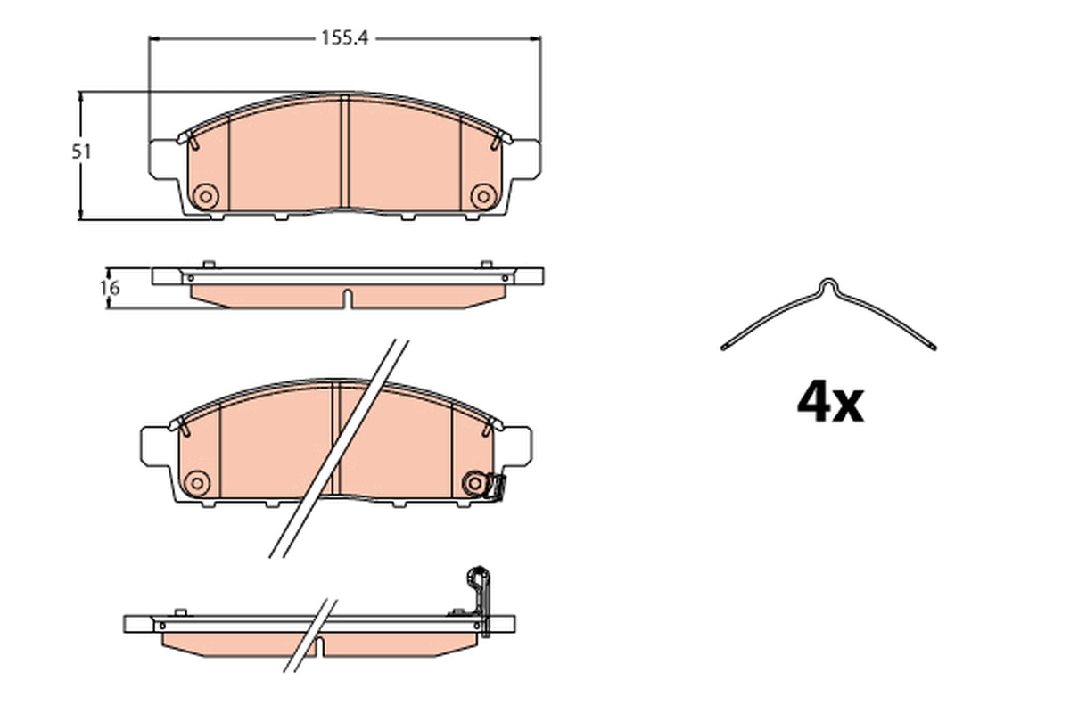Brake Pad Set, disc brake - GDB2124 TRW