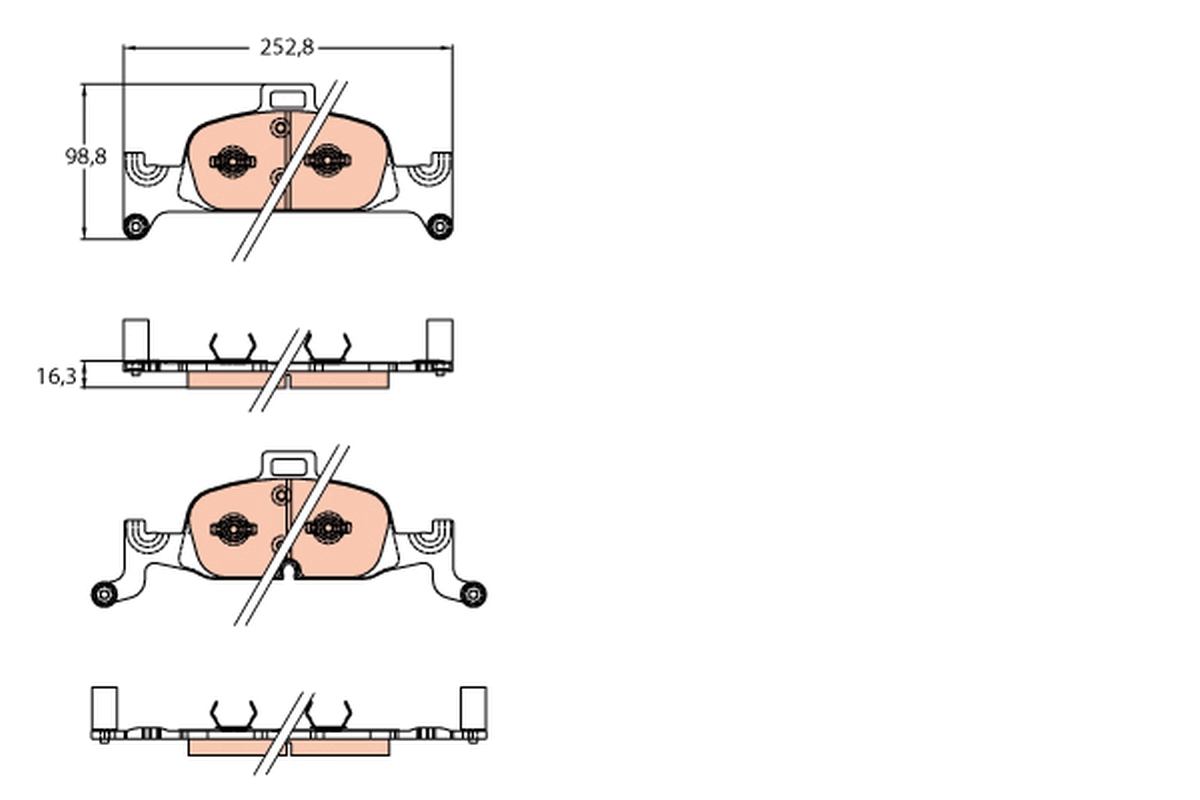 Brake Pad Set, disc brake - GDB2126 TRW