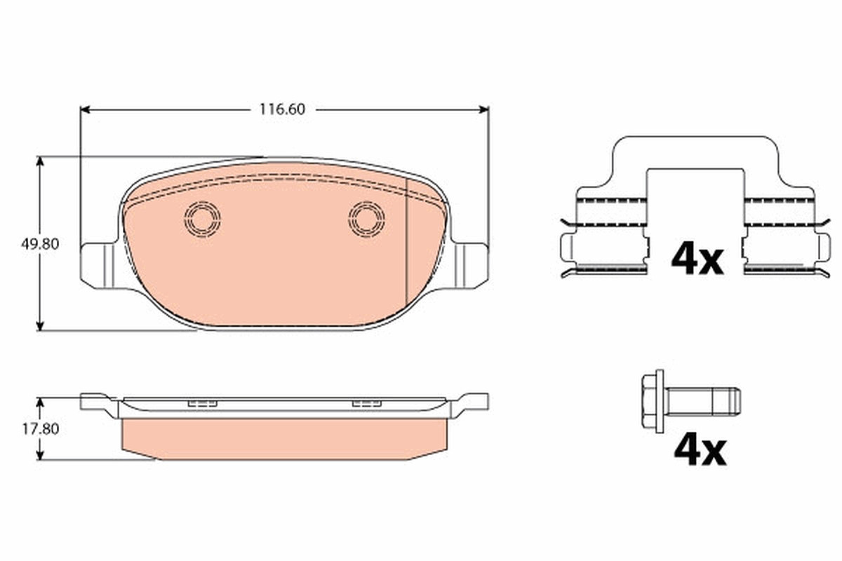 Brake Pad Set, disc brake - GDB2129 TRW
