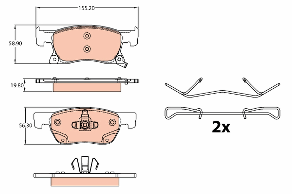 Brake Pad Set, disc brake - GDB2138 TRW