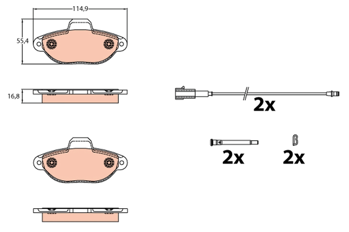 Brake Pad Set, disc brake - GDB2141 TRW