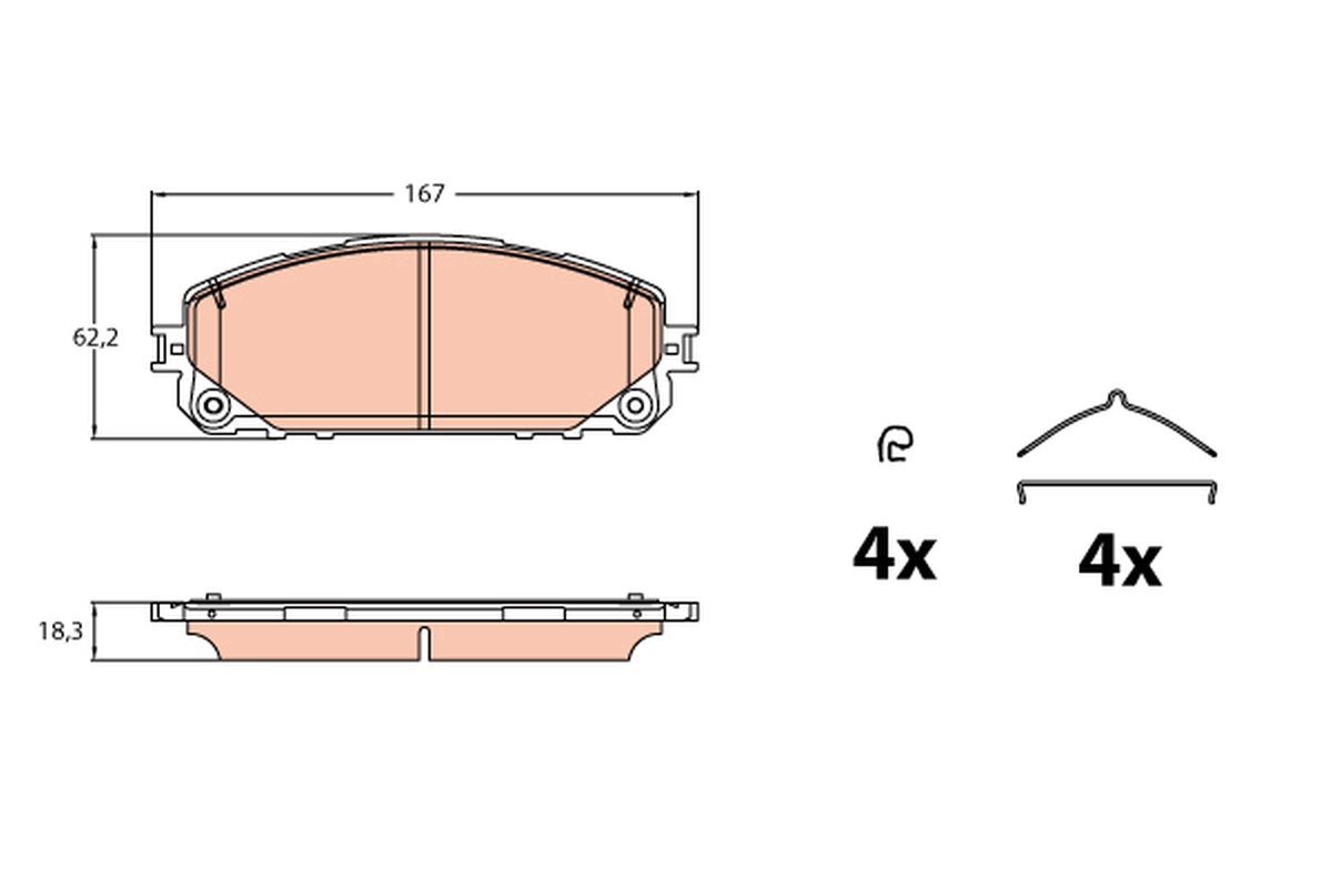 Brake Pad Set, disc brake - GDB2142 TRW