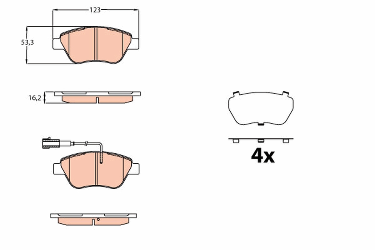 Brake Pad Set, disc brake - GDB2164 TRW