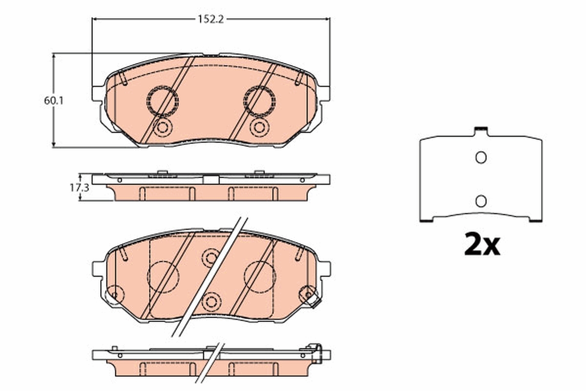 Brake Pad Set, disc brake - GDB2195 TRW