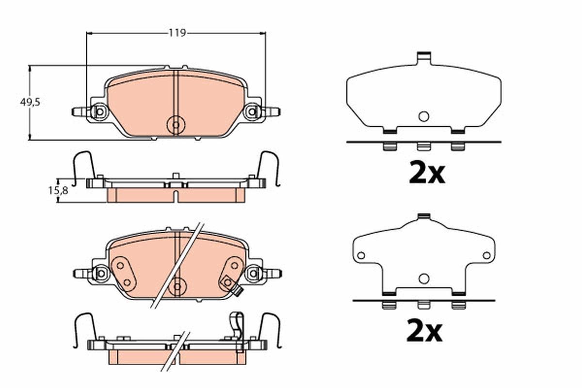 Brake Pad Set, disc brake - GDB2217 TRW