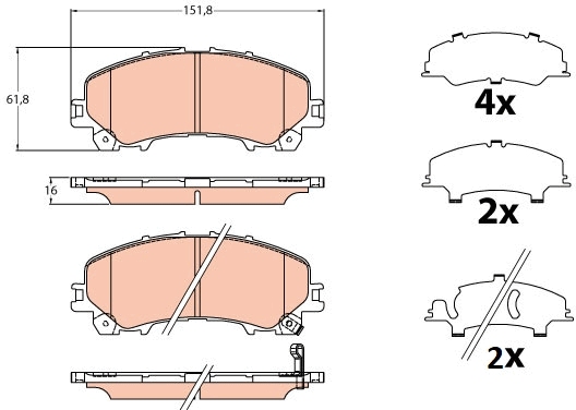 Brake Pad Set, disc brake - GDB2222 TRW