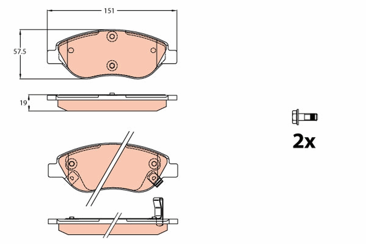 Brake Pad Set, disc brake - GDB2228 TRW