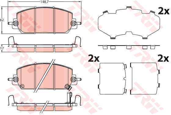 Brake Pad Set, disc brake - GDB2244 TRW