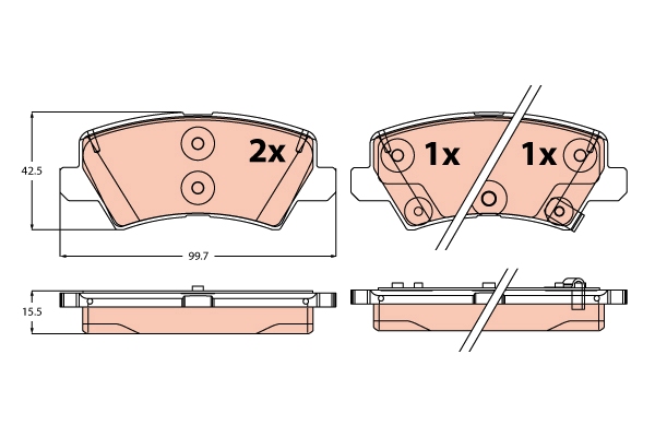 Kit pastiglie freno, Freno a disco - GDB2248 TRW